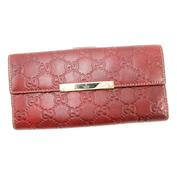 Gucci wallet Gutchishima Bordeaux leather Auth used T17243 - Picture 1 of 8